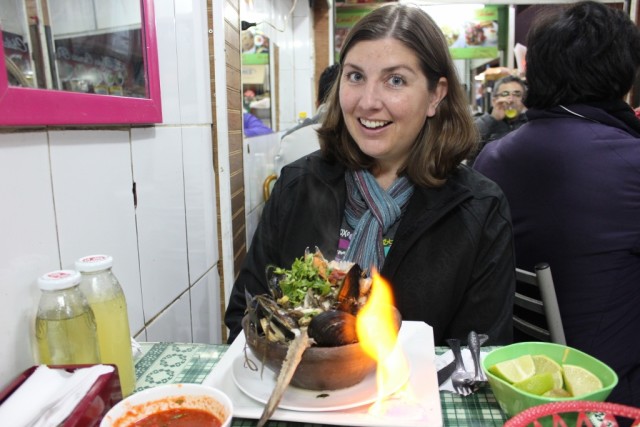 Seafood stew at La Vega Chica Market in Santiago, Chile